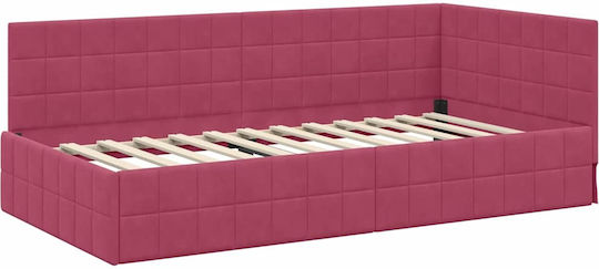 Einzelbett Mit Samt Grün Samt Rot Mit Lattenrost & Matratze 100x200cm