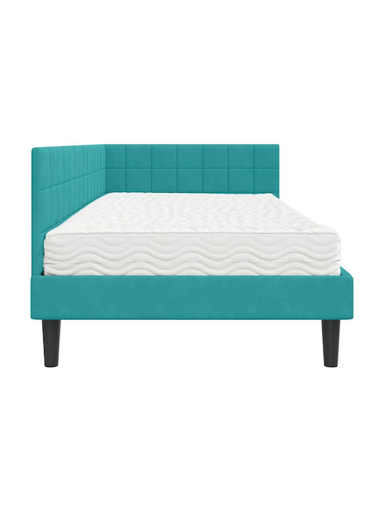 vidaXL Einzelbett Mit Samt Türkis Mit Lattenrost & Matratze 90x190cm