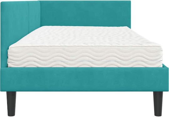Betten Einzelbett mit Samt Türkis mit Lattenrost & Matratze 100x200cm