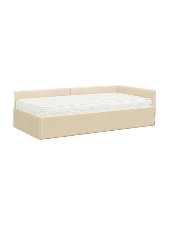 Einzelbett Cremé mit Lattenrost & Matratze 94x190cm