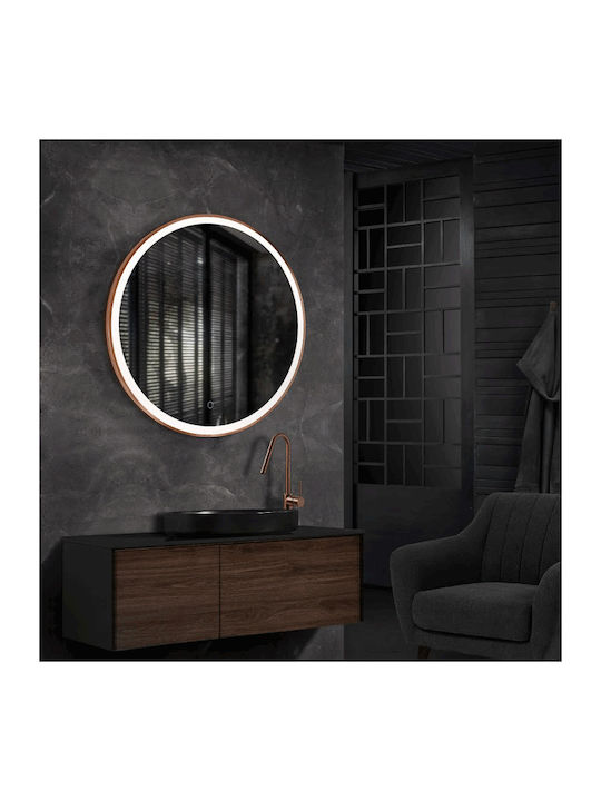 Imex Paris Oglindă de Baie Rotundă Lumini LED Atingere 60x60cm Auriu