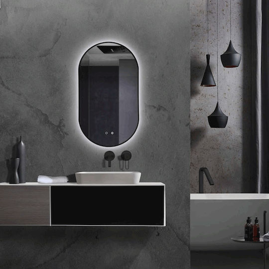 Imex Tokyo Oval Oglindă de Baie Lumini LED Atingere 50x90cm Negru