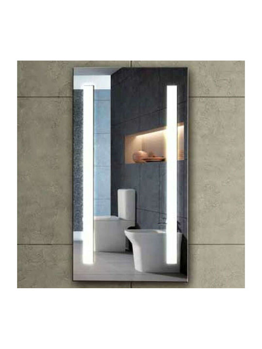 Karag Rectangular Bathroom Mirror Led made of Stainless Steel 50x90cm