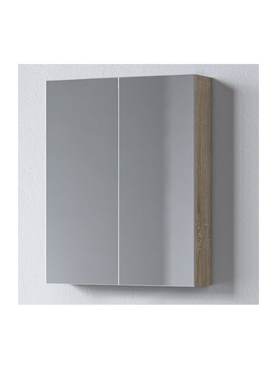 Martin Siena 55 Rechteckiger Badezimmerspiegel aus Spanplatte mit Schrank 52x65cm Sonoma