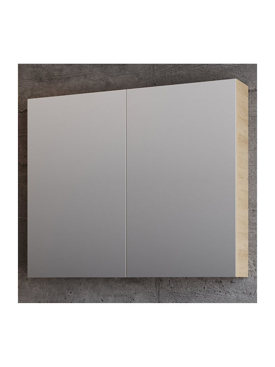 Martin Badezimmerspiegel aus MDF mit Regal 80x14cm Beige
