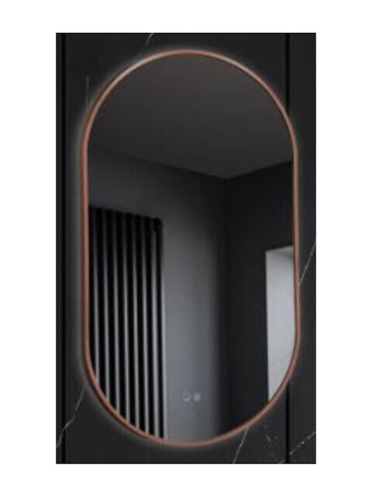 Imex Tokyo Οβάλ Καθρέπτης Μπάνιου Led Αφής από Μέταλλο 50x90cm Ροζ Χρυσός