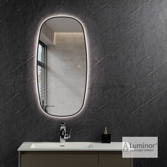 Luminor Zen Правоъгълно Огледало За Баня LED 45x95см Черно