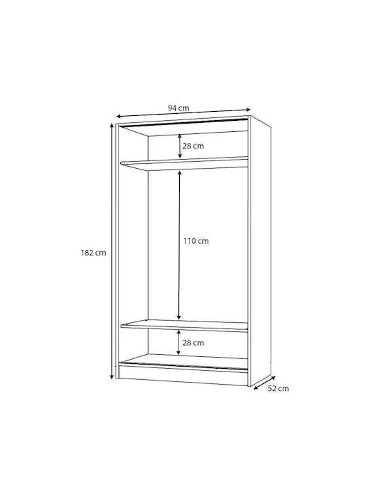 Double Door Wardrobe Sliding Misra 94x52x182cm