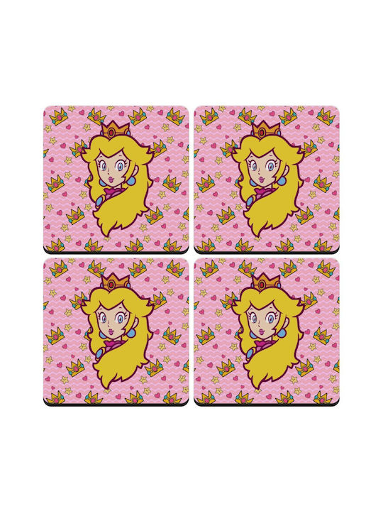 Koupakoupa Princess Peach Untersetzer Hölzernes Orange 4Stück
