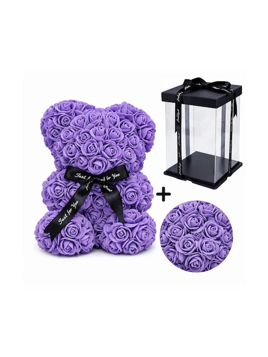 Bear of Artificial Roses Purple 25cm in Box My Home Luxury