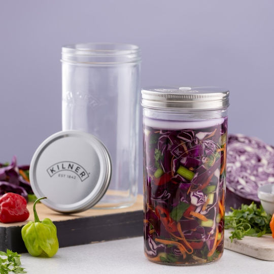 KIlner Βάζο Γενικής Χρήσης με Καπάκι Μεταλλικό Διάφανο 1000ml