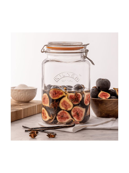 KIlner Βάζο για Δημητριακών / Καφέ / Γενικής Χρήσης με Αεροστεγές Καπάκι Γυάλινο Διάφανο 16x14.2x23.5cm 1τμχ