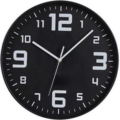 Wall Clock Plastic Black 30x4.2cm