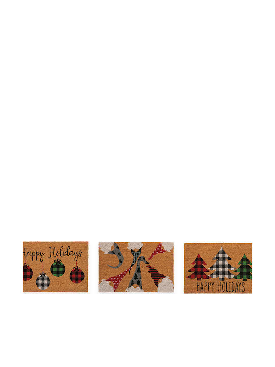 Nef-Nef Homeware Entrance Mat made of Coir with Anti-slip Backing Trees Of Joy Beige 40x60cm
