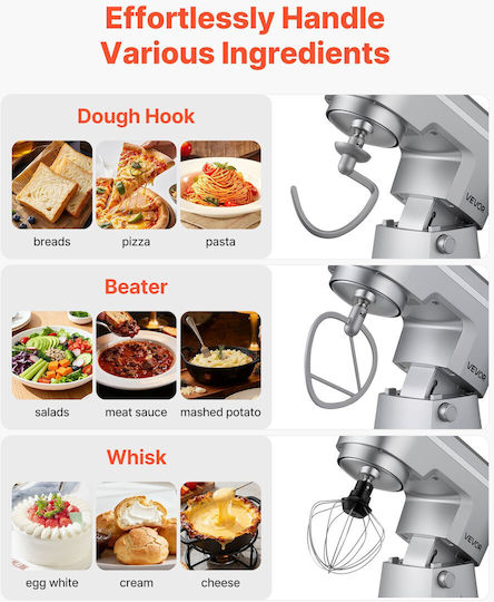 Vevor Stand Mixer 1500W with Stainless Mixing Bowl 7lt
