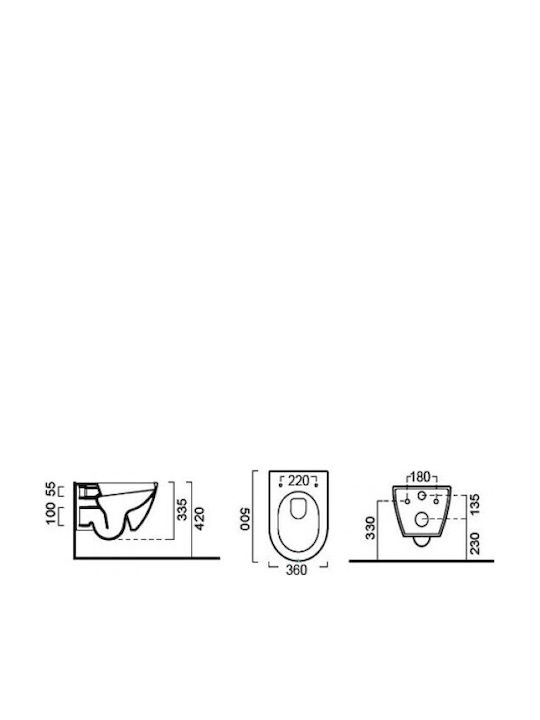 GSI Wandhängende Toilette mit Schlank Deckel Sanftes Schließen Weiße