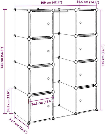 Triple Door Wardrobe White 115x37x150cm