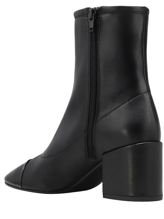 Leder Stiefeletten Damen Schwarz