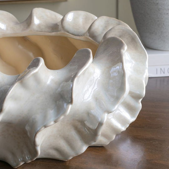 Artekko Decorative Vase Glazed Beige 40x15x40cm