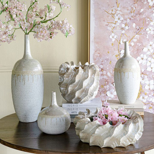 Artekko Decorative Vase Glazed Beige 40x15x40cm