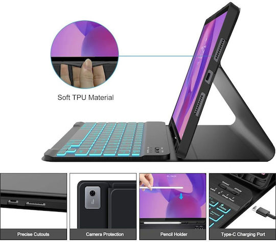 Tech-Protect Flip Cover with Keyboard Blacη (Lenovo Idea Tab Plus 12.1 TB-361)