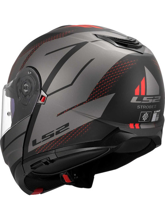 LS2 Strobe II Code Matt Black/Grey Κράνος Μηχανής Modular ECE 22.06 1700gr με Sunvisor