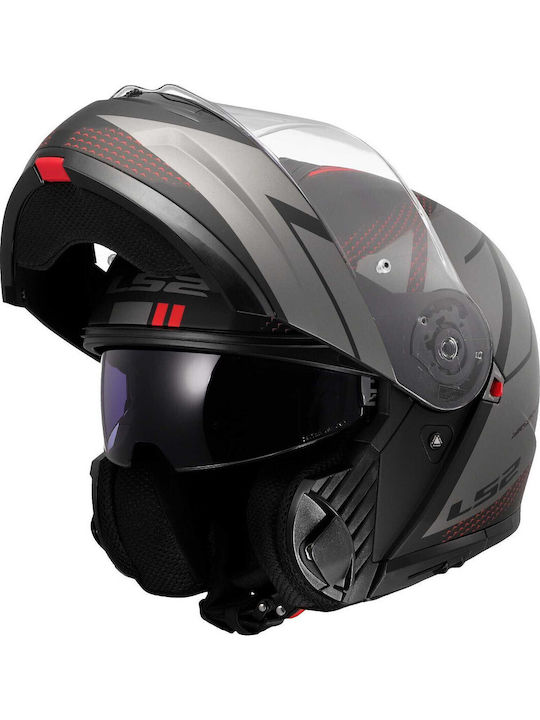 LS2 Strobe II Code Matt Black/Grey Κράνος Μηχανής Modular ECE 22.06 1700gr με Sunvisor