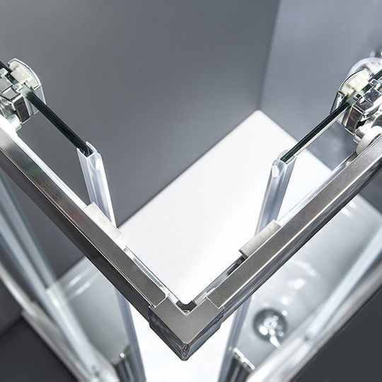 Devon Flow Corner Entry Καμπίνα Ντουζιέρας με Συρόμενη Πόρτα 107x109cm Clear Glass