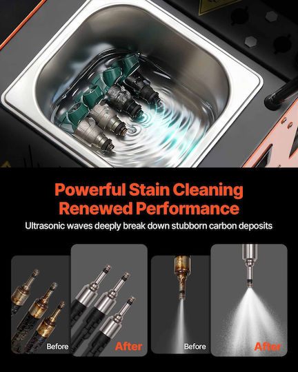 Fuel Injector Cleaning Device Vevor 9 Test Functions Ultrasonic Cleaning Machine 4-Cylinder 28khz Car Injector Cleaning Machine Drain Valve Operating Voltage 12v Car Motorcycle