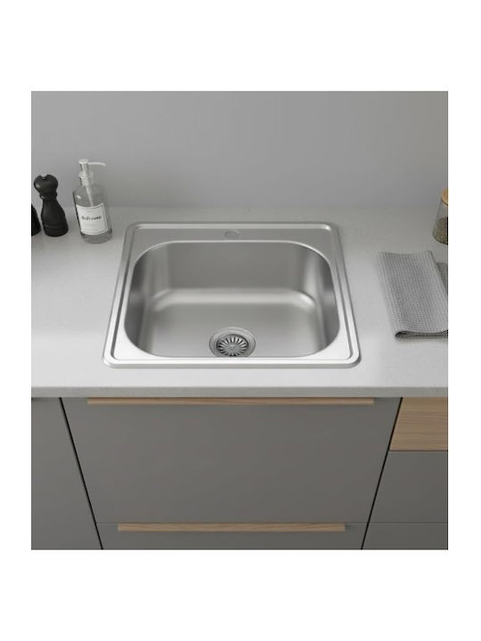 Finetto Drop-In Kitchen Sink Inox Satin M48xW48cm Silver