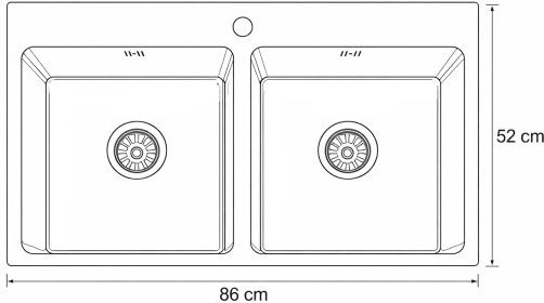 Finetto Drop-In Мивка Inox Сатен Ш86xД52см Сребрист