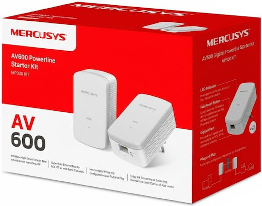 Mercusys MP300 Powerline Kit dublu pentru Conexiune prin Cablu și Port Ethernet