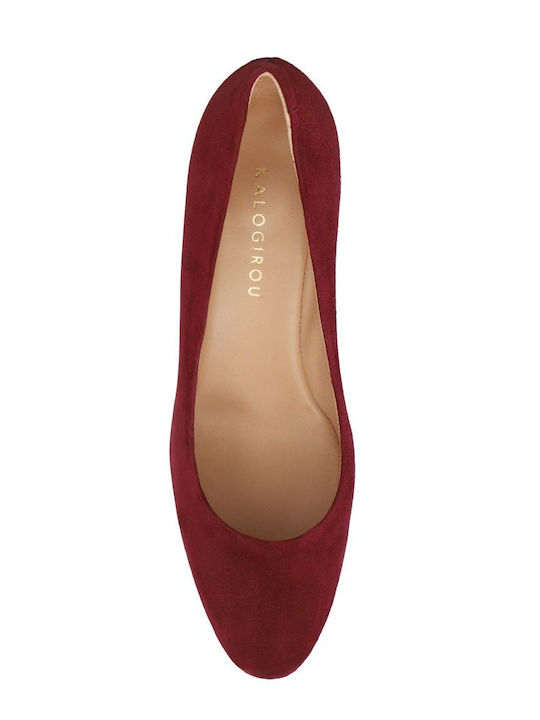 Suede Heels With Chunky Medium Burgundy Heel