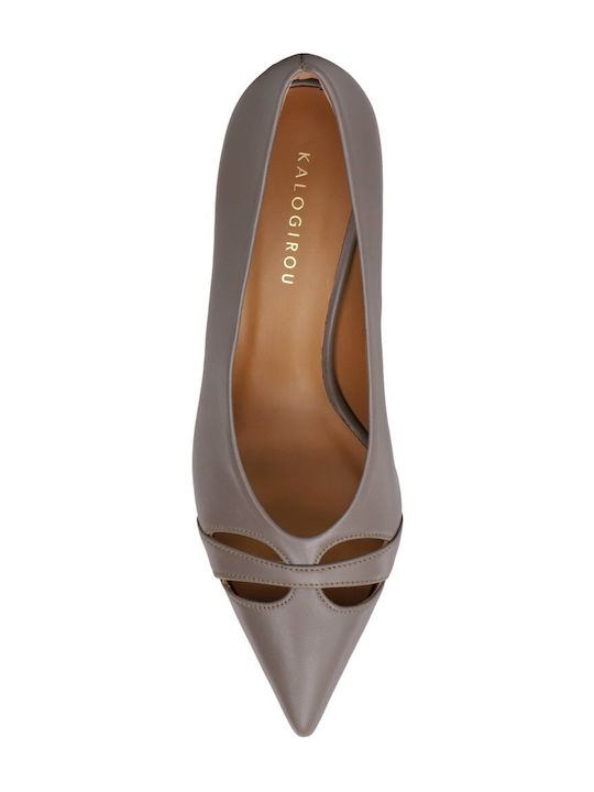 Leather Brown Medium Heels