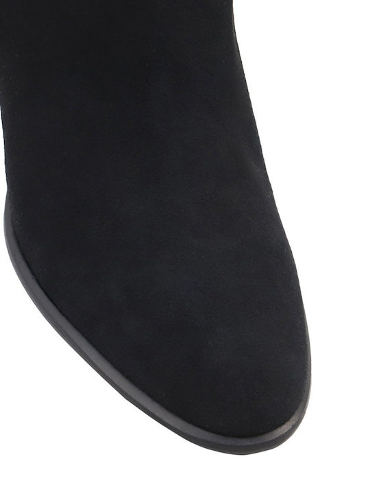 Suede Medium Heel Women's Boots Black