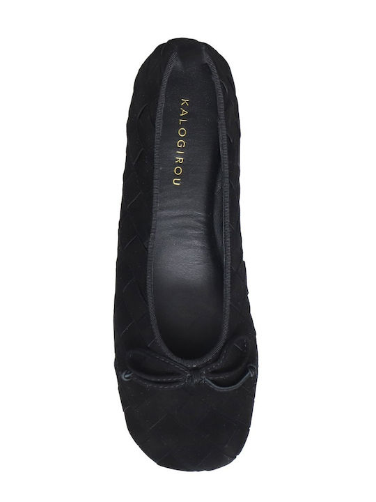 Suede Women's Black Ballerina Shoes