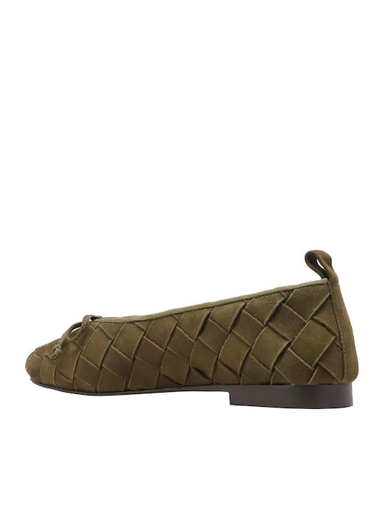 Suede Ballerinas Khaki
