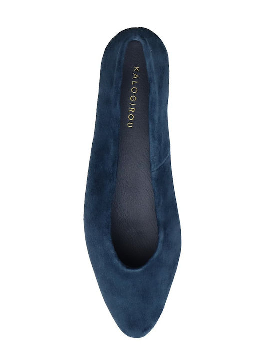 Wildleder Damen Ballerinas in Blau Farbe