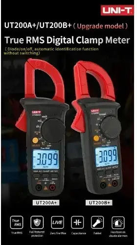 Uni-T Αμπεροτσιμπίδα Ψηφιακή 200A AC UT200A+ με Ακροδέκτες
