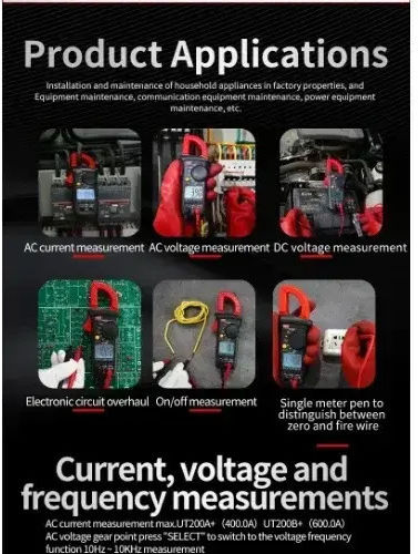 Uni-T Αμπεροτσιμπίδα Ψηφιακή 200A AC UT200A+ με Ακροδέκτες