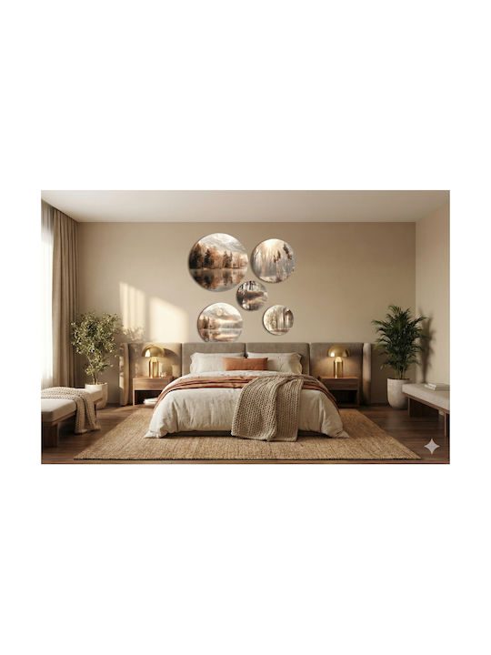 Runde Gemälde Wand Beige Set Boho Schlafzimmer Wohnzimmer