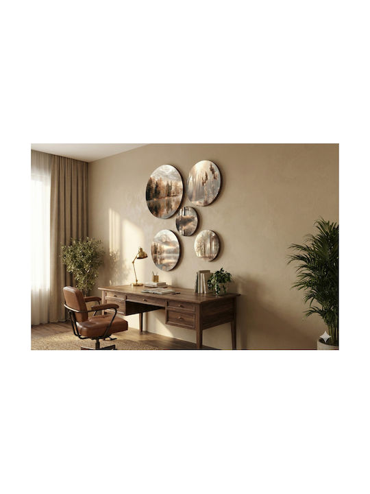 Runde Gemälde Wand Beige Set Boho Schlafzimmer Wohnzimmer