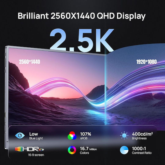 Arzopa Z3FC IPS Φορητό Monitor 16.1" QHD 2560x1440 180Hz