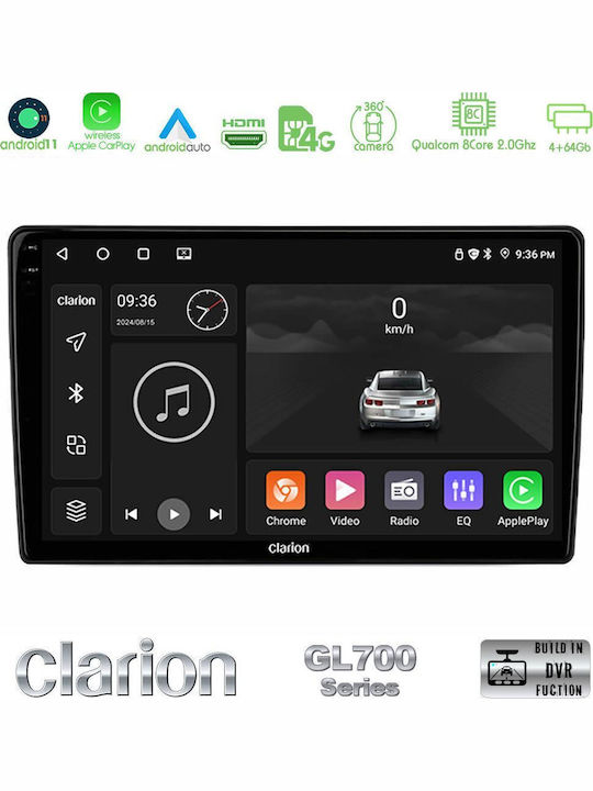 Clarion Car Audio System for Renault Kangoo 2013-2018 (Bluetooth/USB/WiFi/GPS/Apple-Carplay/Android-Auto) with Touch Screen 9"