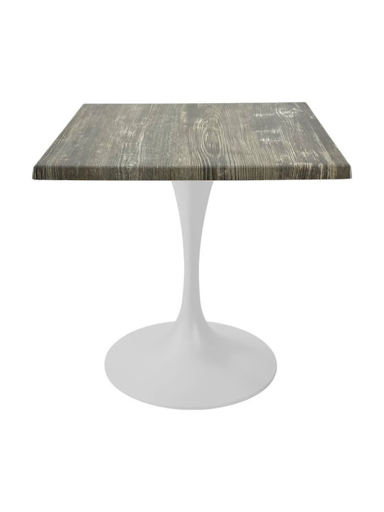 Masa Pătrată Bar Din Lemn Cu Ramă Metalică Albă 70x70x74cm