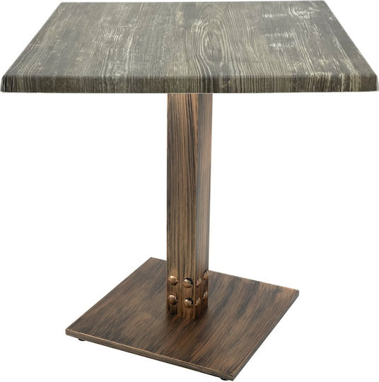 Τετράγωνο Μπαρ Vintage Bronze Antique Look 70x70x74εκ.