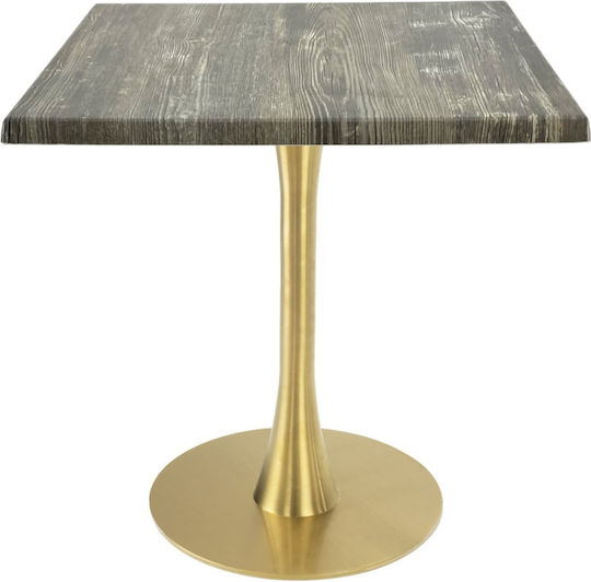 Τετράγωνο Μπαρ Pine, Golden 70x70x74εκ.