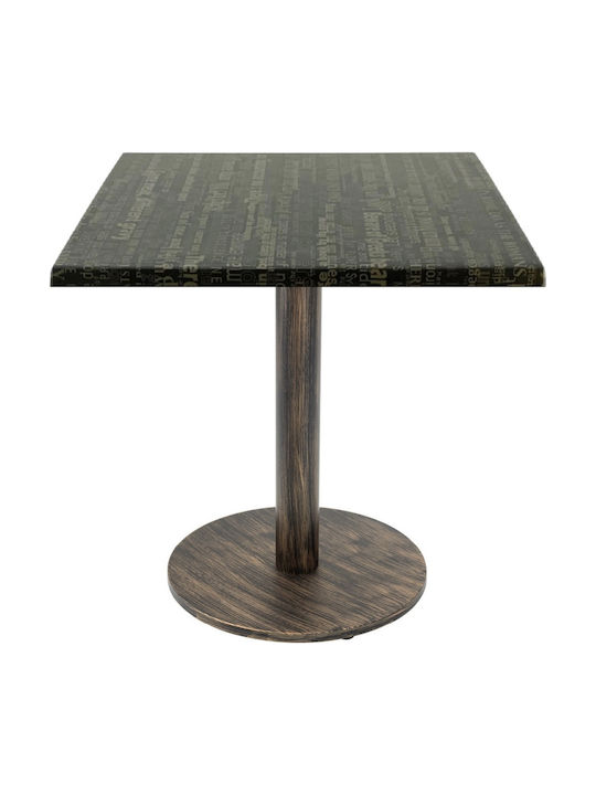 Quadratischer Bar-Tisch Holz Mit Metallrahmen Graphit Antik Bronze 70x70x74cm