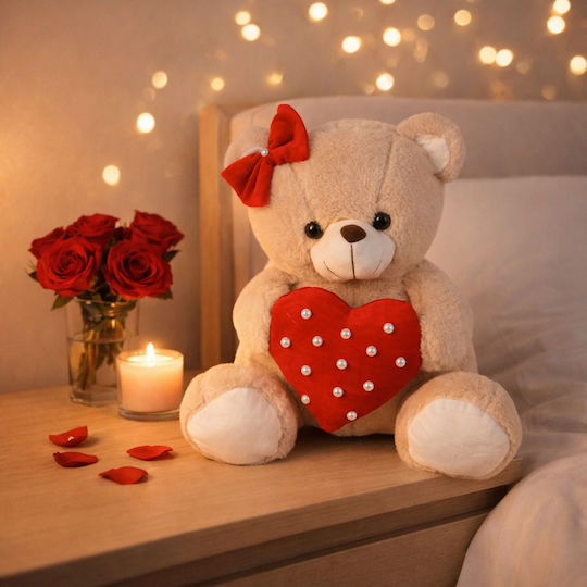 Much toys & gifts Λούτρινο Αρκουδάκι Αγίου Βαλεντίνου 40 εκ.