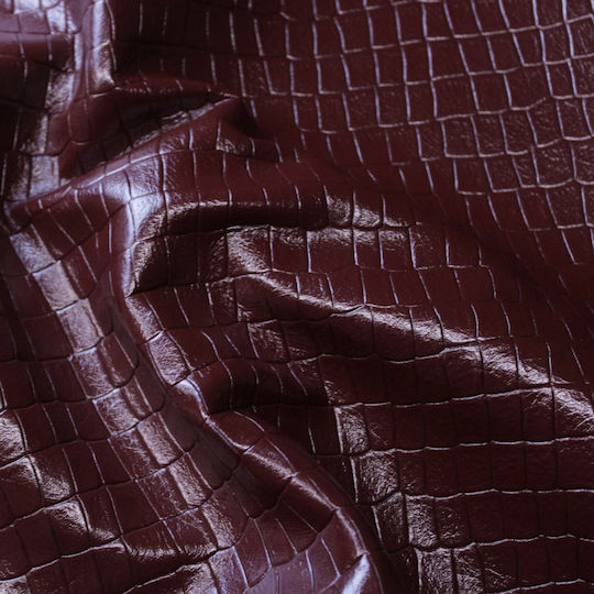 Κροκό Δέρμα Crs004 Μοσχάρι Σταμπωτό Burgundy 2.40–2.60m²